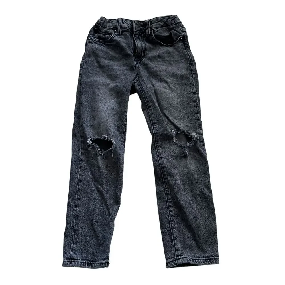 Gap girlfriend slim black wash distressed jeans